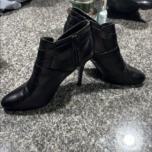 Ralph Lauren Black Heeled Boots with Buckle Detail